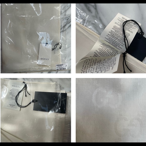 GUCCI GG LOGO WOOL AND SILK SCARF - Picture 7 of 16